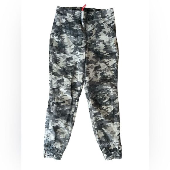 SPANX Canvas Cargo Jogger Pants Gray Camo Size Large Pull-On Utility Jogger - Picture 5 of 8